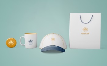 Set of merchandising products with company logo Free Psd