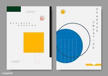 Set of minimal Memphis start-up poster vector | Free stock vector - 538466
