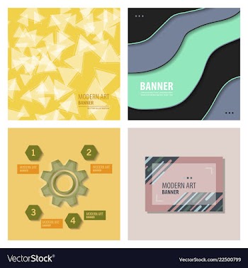 Set of modern art abstract banner square frame vector image