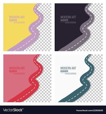Set of modern art abstract banner square frame vector image