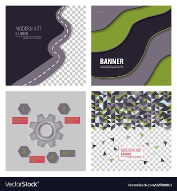 Set of modern art abstract banner square frame vector image