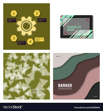 Set of modern art abstract banner square frame vector image
