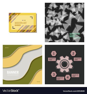 Set of modern art abstract banner square frame vector image