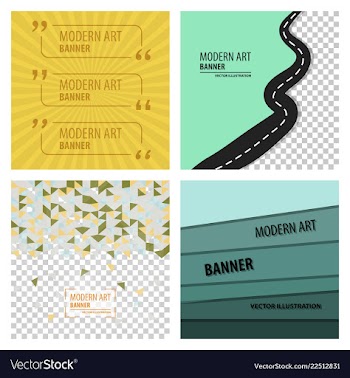 Set of modern art abstract banner square frame vector image