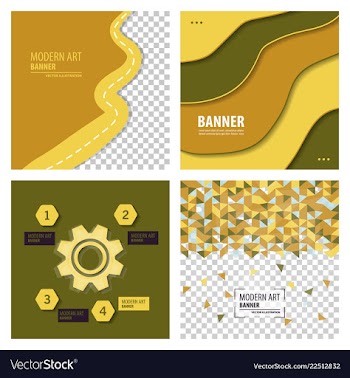 Set of modern art abstract banner square frame vector image
