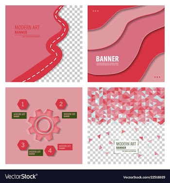 Set of modern art abstract banner square frame vector image