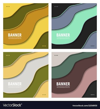 Set of modern art abstract banner square frame vector image