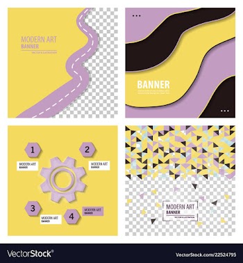 Set of modern art abstract banner square frame vector image