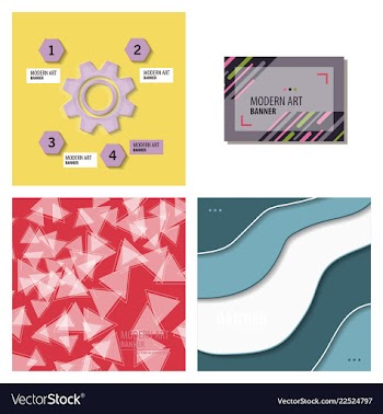 Set of modern art abstract banner square frame vector image
