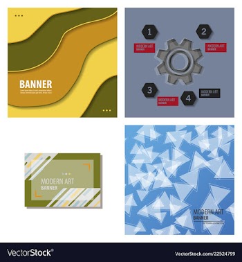 Set of modern art abstract banner square frame vector image