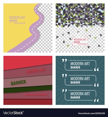 Set of modern art abstract banner square frame vector image