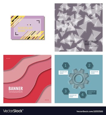 Set of modern art abstract banner square frame vector image