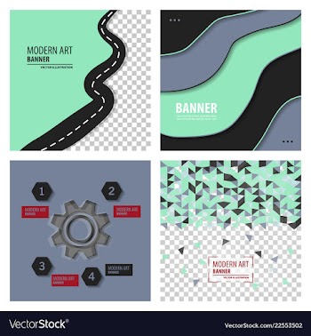 Set of modern art abstract banner square frame vector image