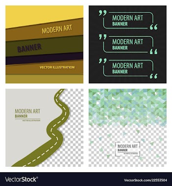 Set of modern art abstract banner square frame vector image