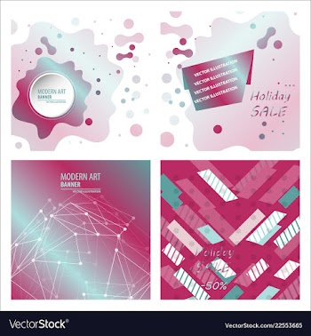 Set of modern art abstract banner square frame vector image