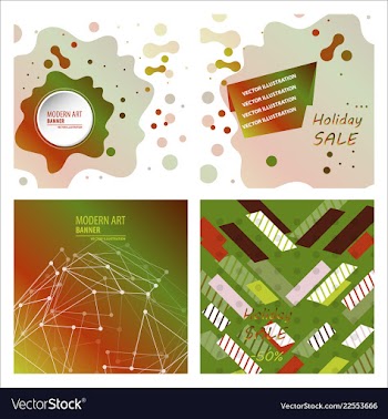 Set of modern art abstract banner square frame vector image