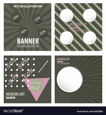 Set of modern art abstract banner square frame vector image
