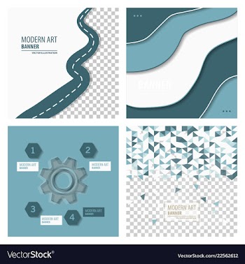 Set of modern art abstract banner square frame vector image