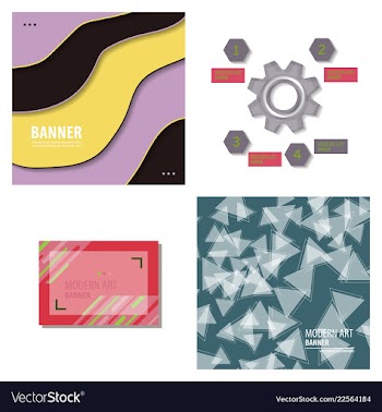 Set of modern art abstract banner square frame vector image