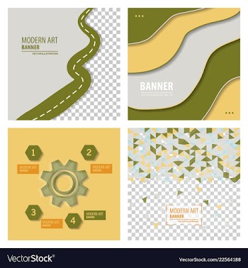 Set of modern art abstract banner square frame vector image