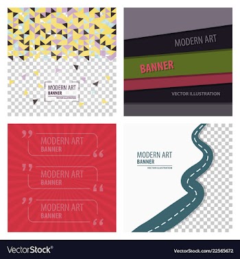 Set of modern art abstract banner square frame vector image