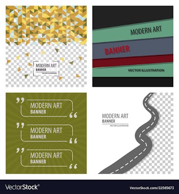 Set of modern art abstract banner square frame vector image