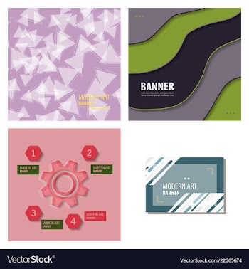 Set of modern art abstract banner square frame vector image