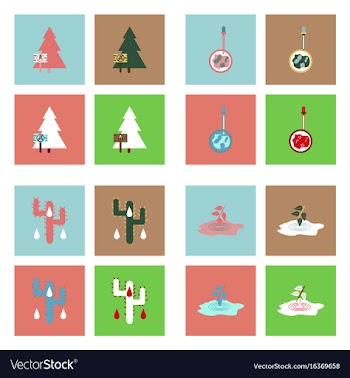 Set of modern eco system icons in flet style vector image