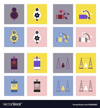 Set of modern eco system icons in flet style vector image