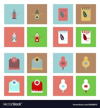 Set of modern eco system icons in flet style vector image