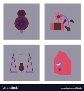 Set of modern eco system icons in flet style vector image