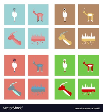 Set of modern eco system icons in flet style vector image