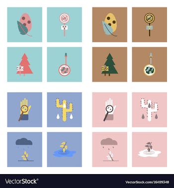 Set of modern eco system icons in flet style vector image