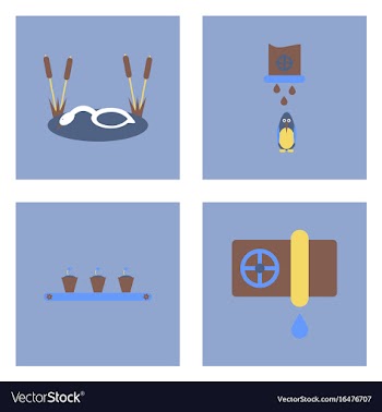 Set of modern eco system icons in flet style vector image