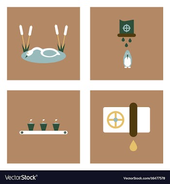 Set of modern eco system icons in flet style vector image