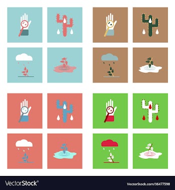 Set of modern eco system icons in flet style vector image