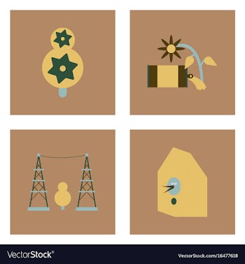 Set of modern eco system icons in flet style vector image