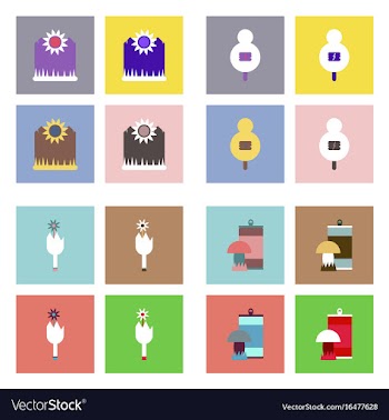 Set of modern eco system icons in flet style vector image