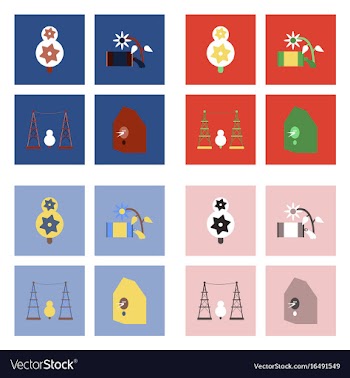Set of modern eco system icons in flet style vector image