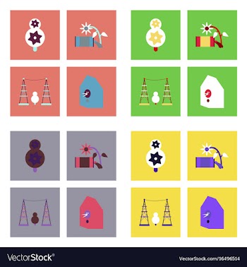 Set of modern eco system icons in flet style vector image
