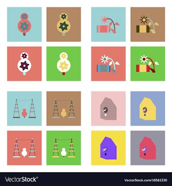 Set of modern eco system icons in flet style vector image