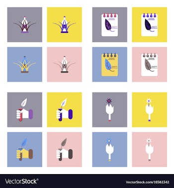 Set of modern eco system icons in flet style vector image