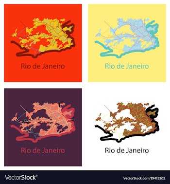 Set of modern map - rio de janeiro flat vector image