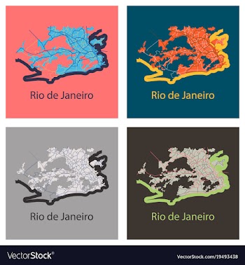 Set of modern map - rio de janeiro flat vector image
