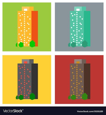 Set of modern multi-storey building with a vector image