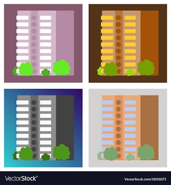 Set of modern multi-storey building with a vector image