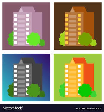 Set of modern multi-storey building with a vector image