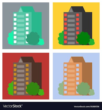 Set of modern multi-storey building with a vector image