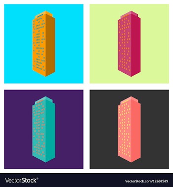 Set of modern multi-storey building with a vector image