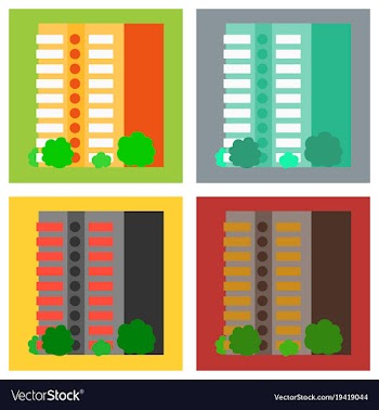 Set of modern multi-storey building with a vector image
